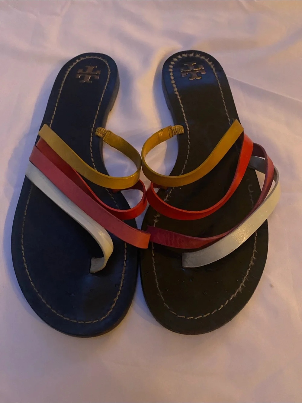 Tory Burch Multistrap Leather PATOS SANDAL in Black, Red, Pink, Yellow and White